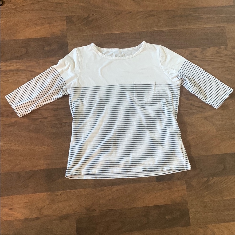 Orvis Long Sleeve Tee White and Black womens size large
